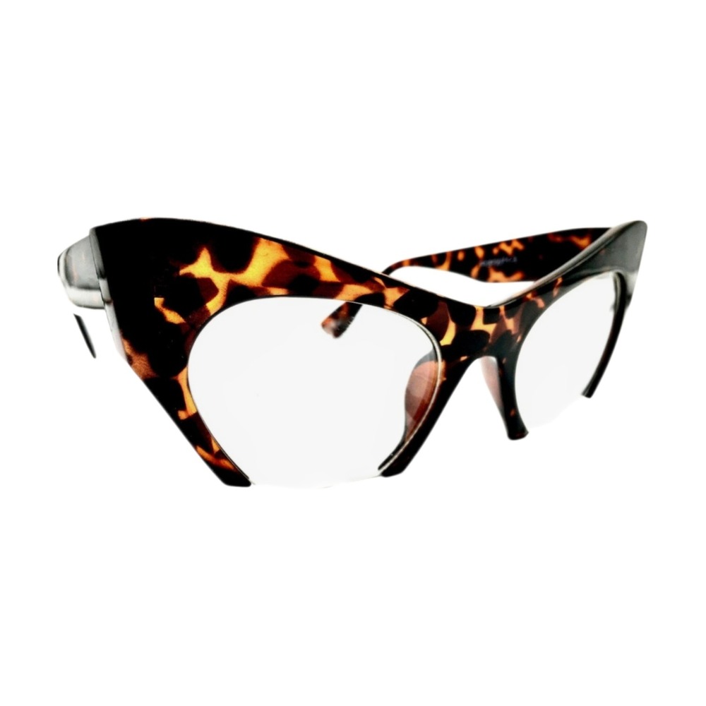 Cat Eye Glasses‎ Women OS Tortoise New Dramatic Semi-Rimless Oversized JP3071-3